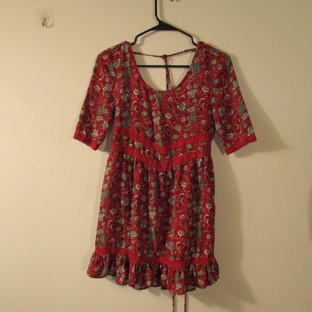 Band of Gypsies Red Floral Mini Dress